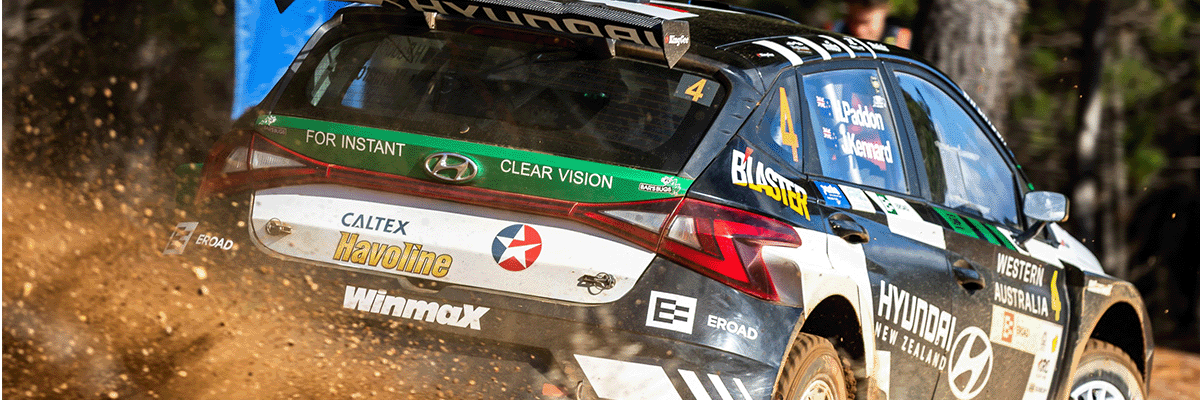 Close up of rally car